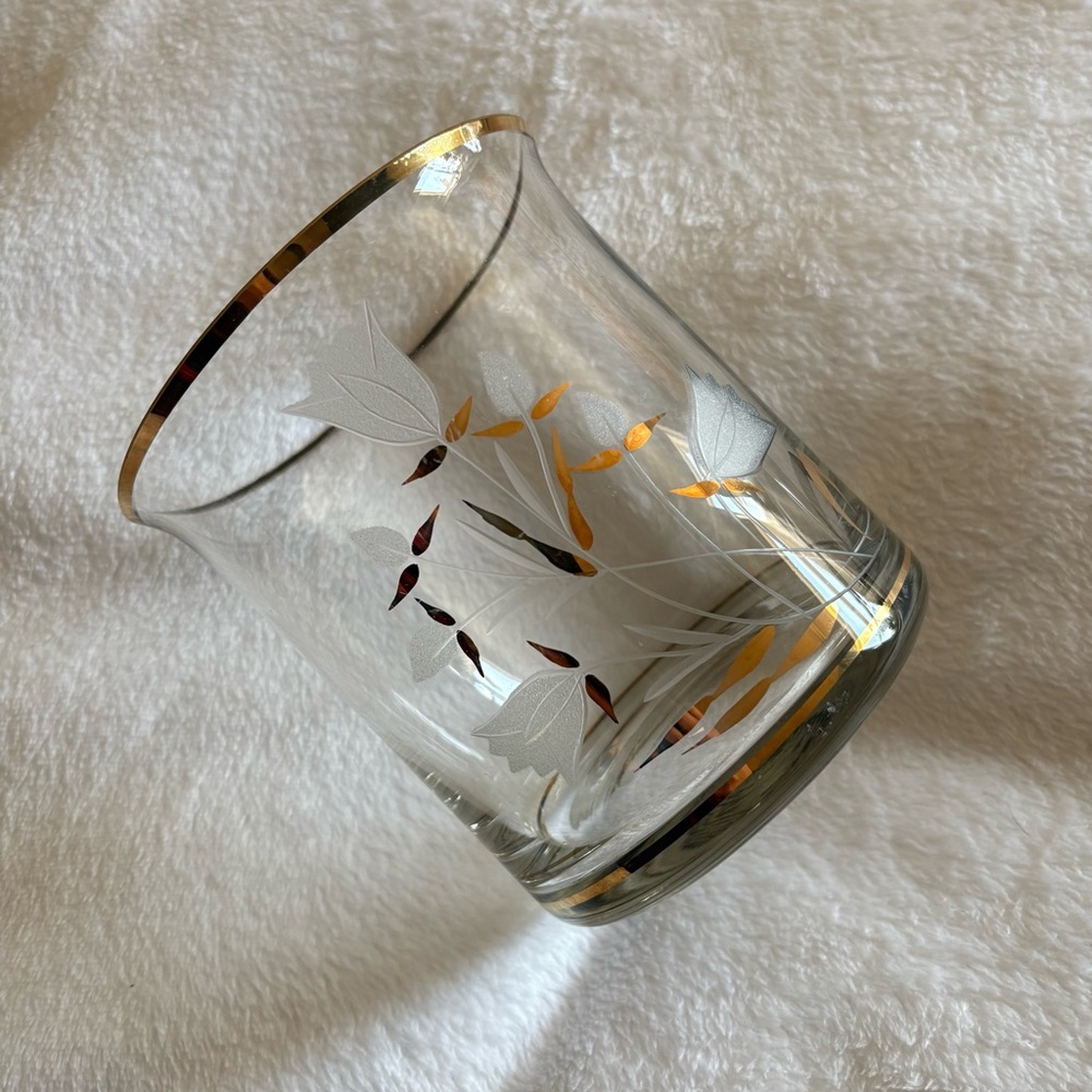 Crystal Romanian Gold Embossed Canister Etched Tulip Candy jar With Lid Floral - Picture 11 of 15